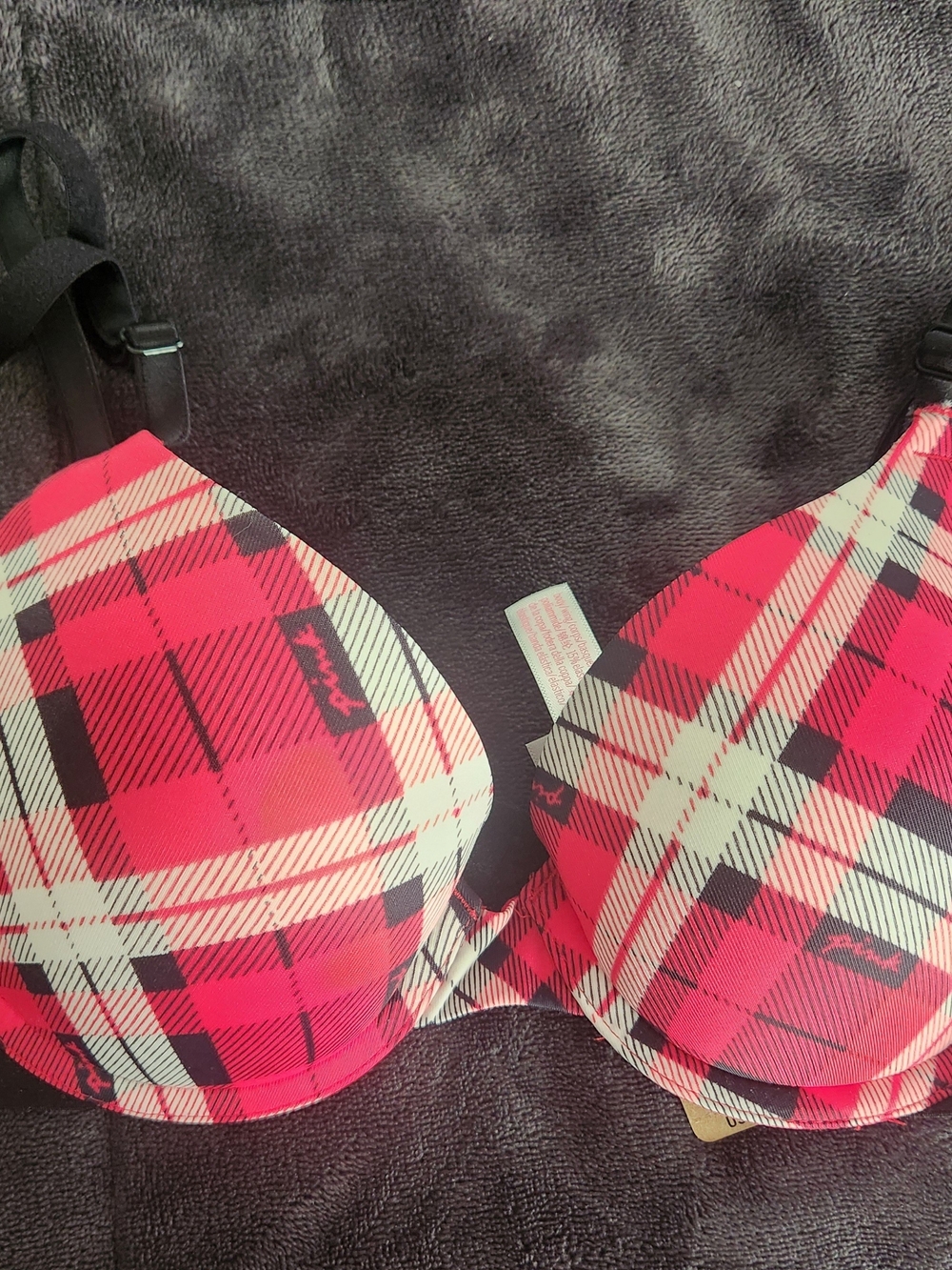 Victoria's Secret Red & Black Plaid Push-Up Bra